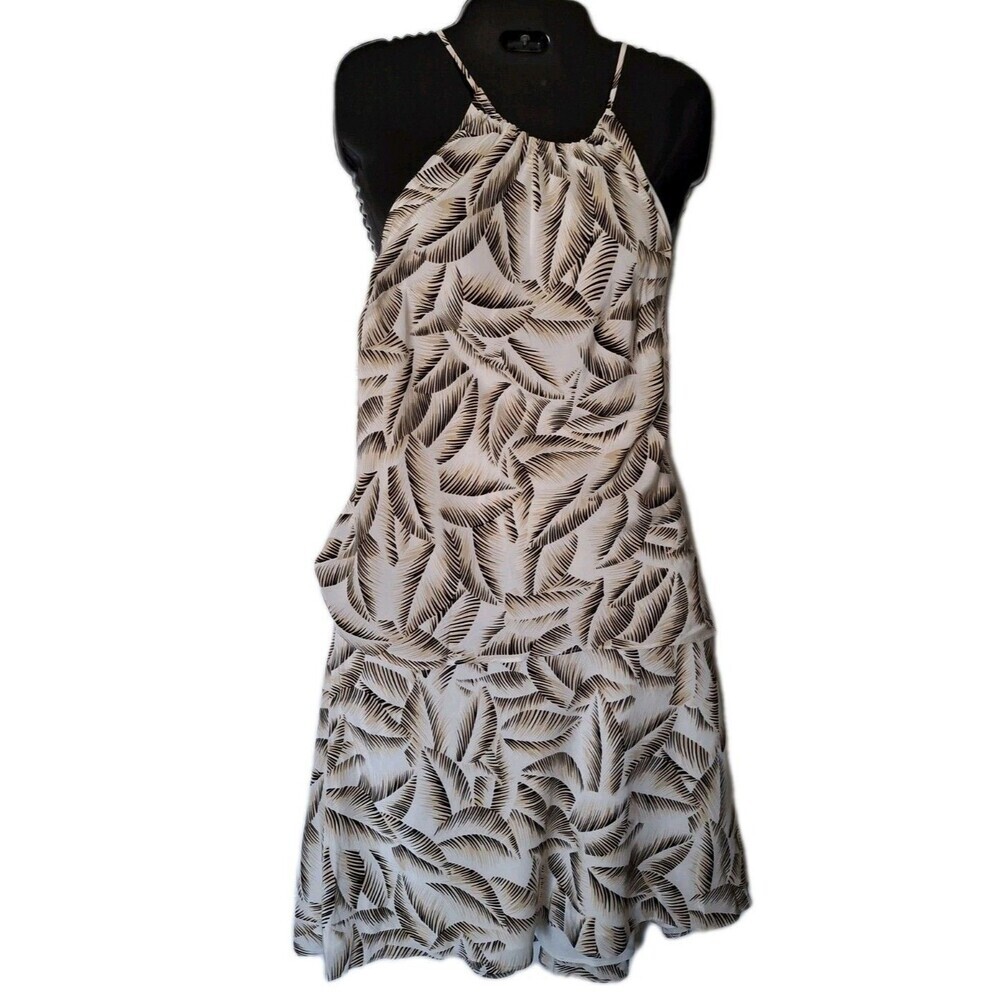 Ann Taylor Silk 2 Pc Skirt Set Sz 6/8 Palm Leaves Tropical Print Halter A Line